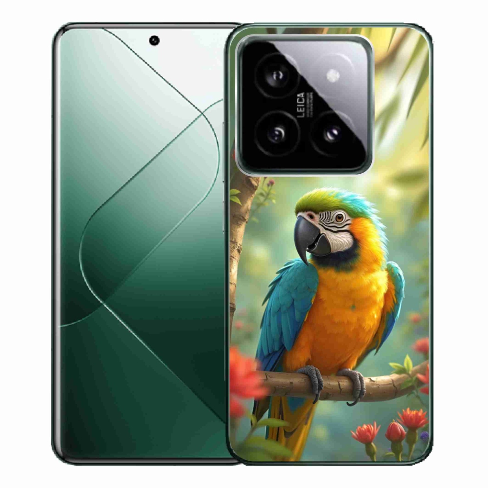 Gél borítás mmCase a Xiaomi 14 Pro-hoz - papagáj ara kék és sárga