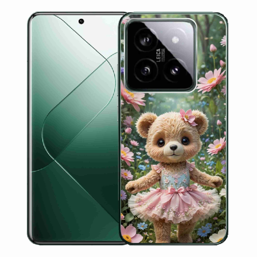 Gél borítás mmCase a Xiaomi 14 Pro-hoz - aranyos mackó virágokkal