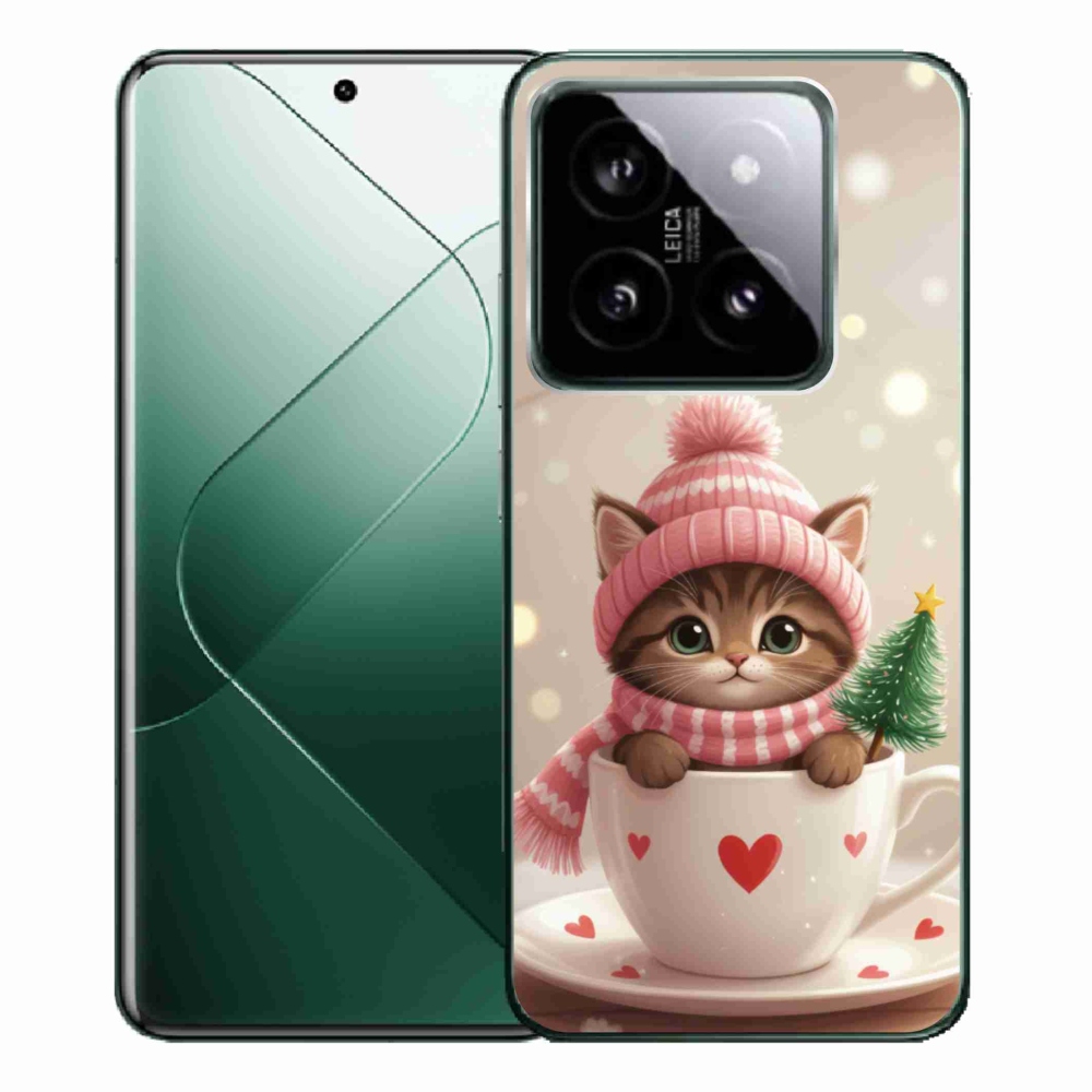 Gél borítás mmCase a Xiaomi 14 Pro számára - Karácsonyi cica egy csészében
