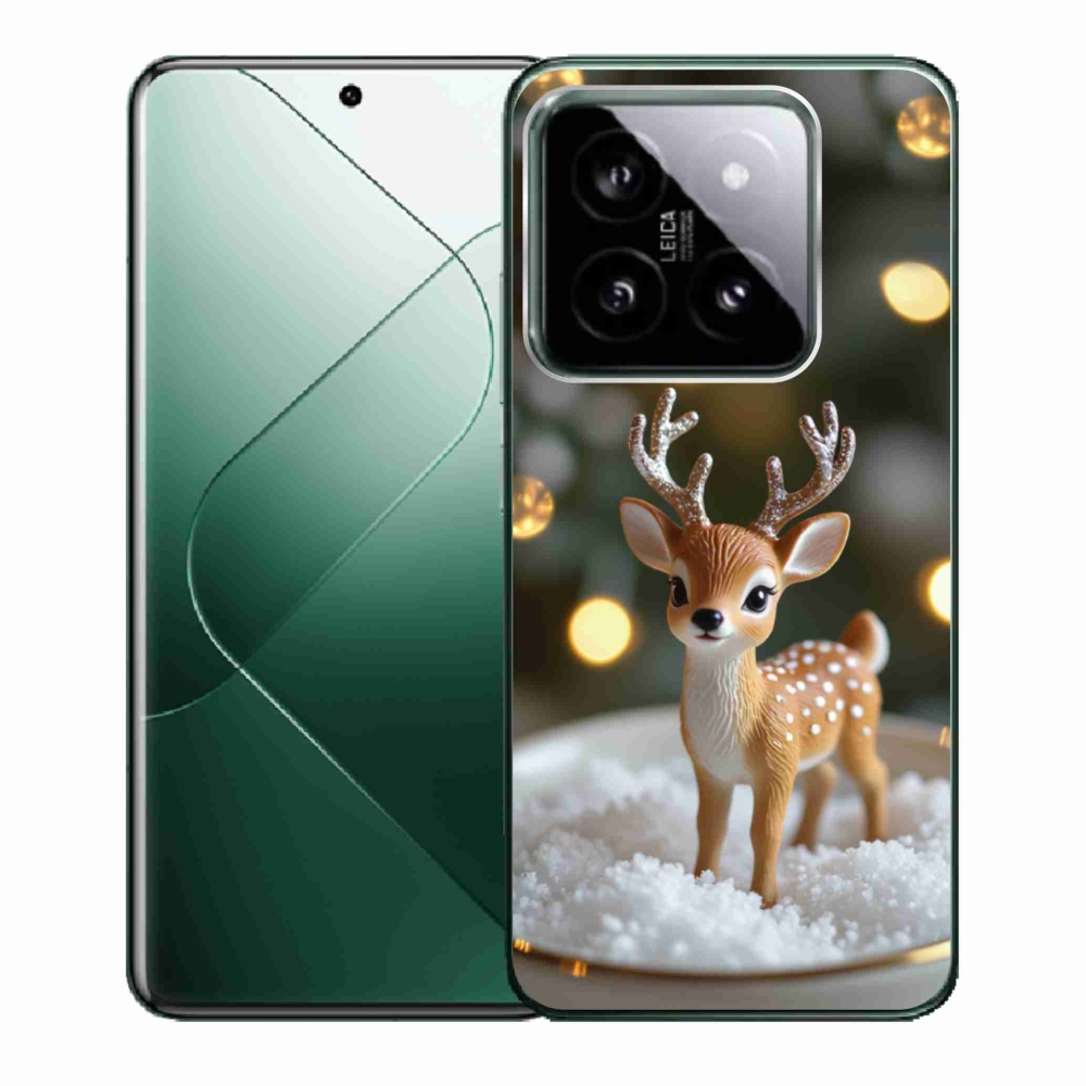 Gél borító mmCase a Xiaomi 14-hez - aranyos karácsonyi szarvasok