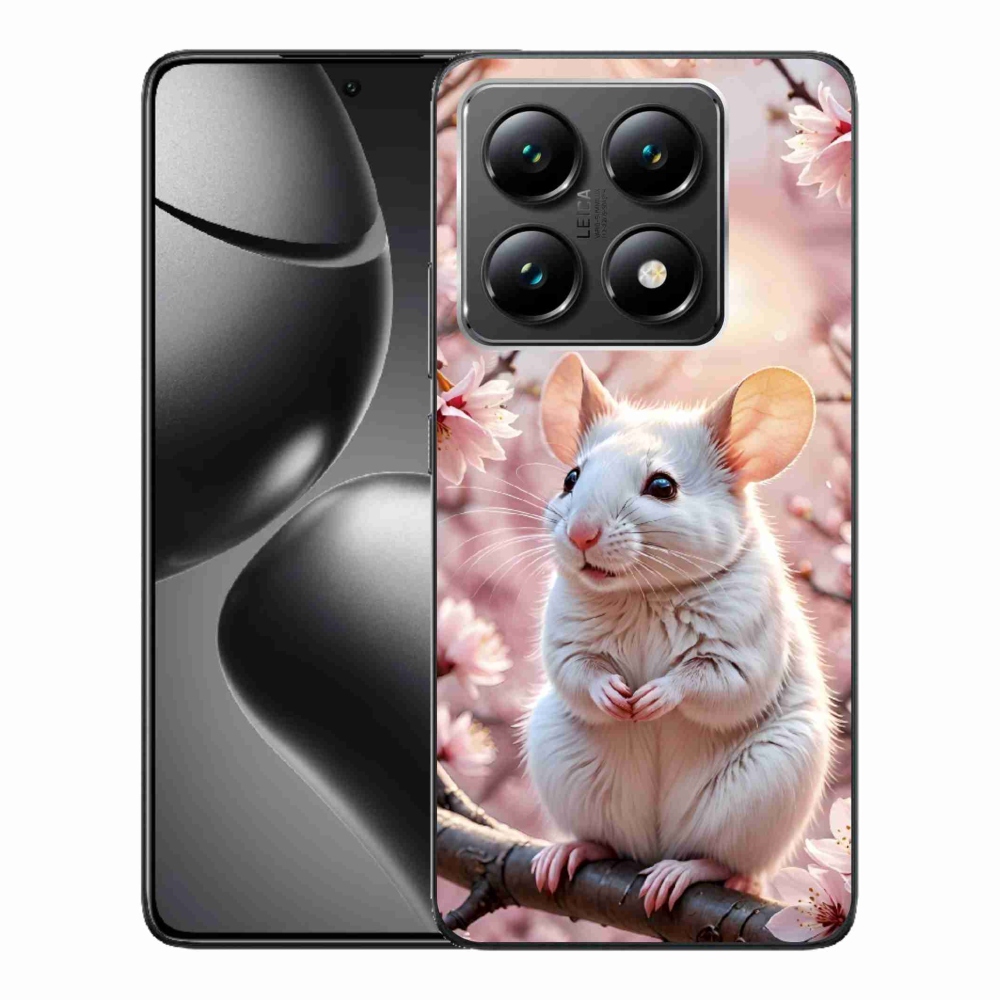 Gél borító mmCase a Xiaomi 14T-hez - fehér egér az ágon