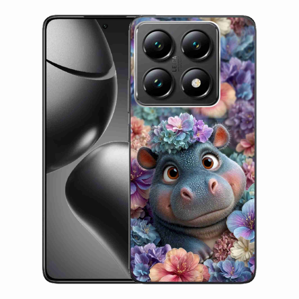 Gél borítás mmCase a Xiaomi 14T Pro számára - víziló virágokban