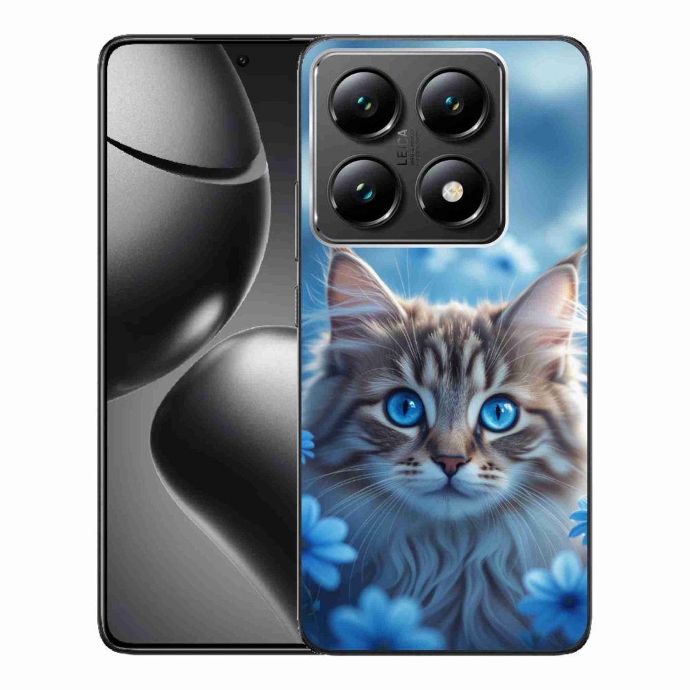 Gél borítás mmCase a Xiaomi 14T Pro számára - kék virágos cica