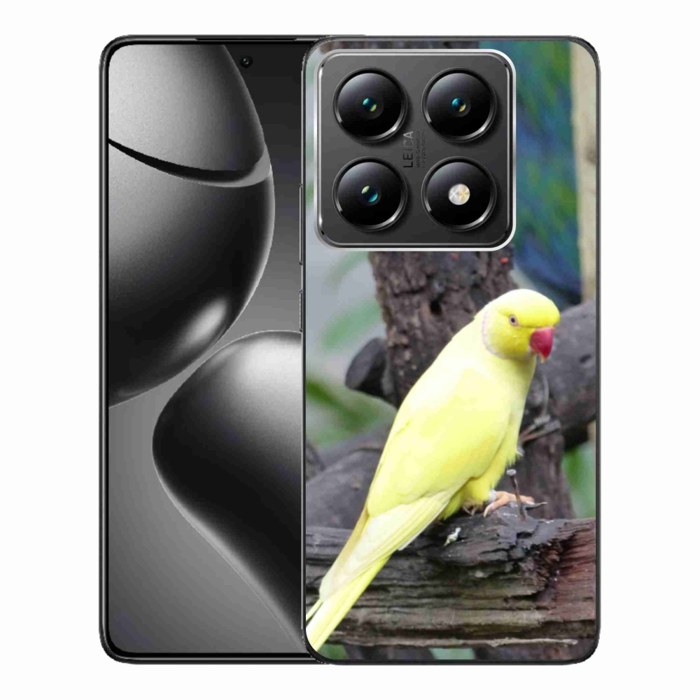 Zselés borítás mmCase a Xiaomi 14T Pro-hoz - papagáj alexander sárga