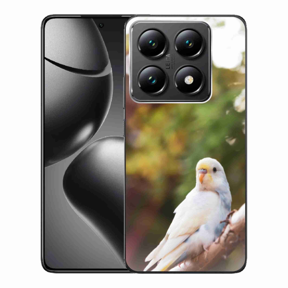 Zselés borítás mmCase a Xiaomi 14T Pro számára - papagáj andulka fehér
