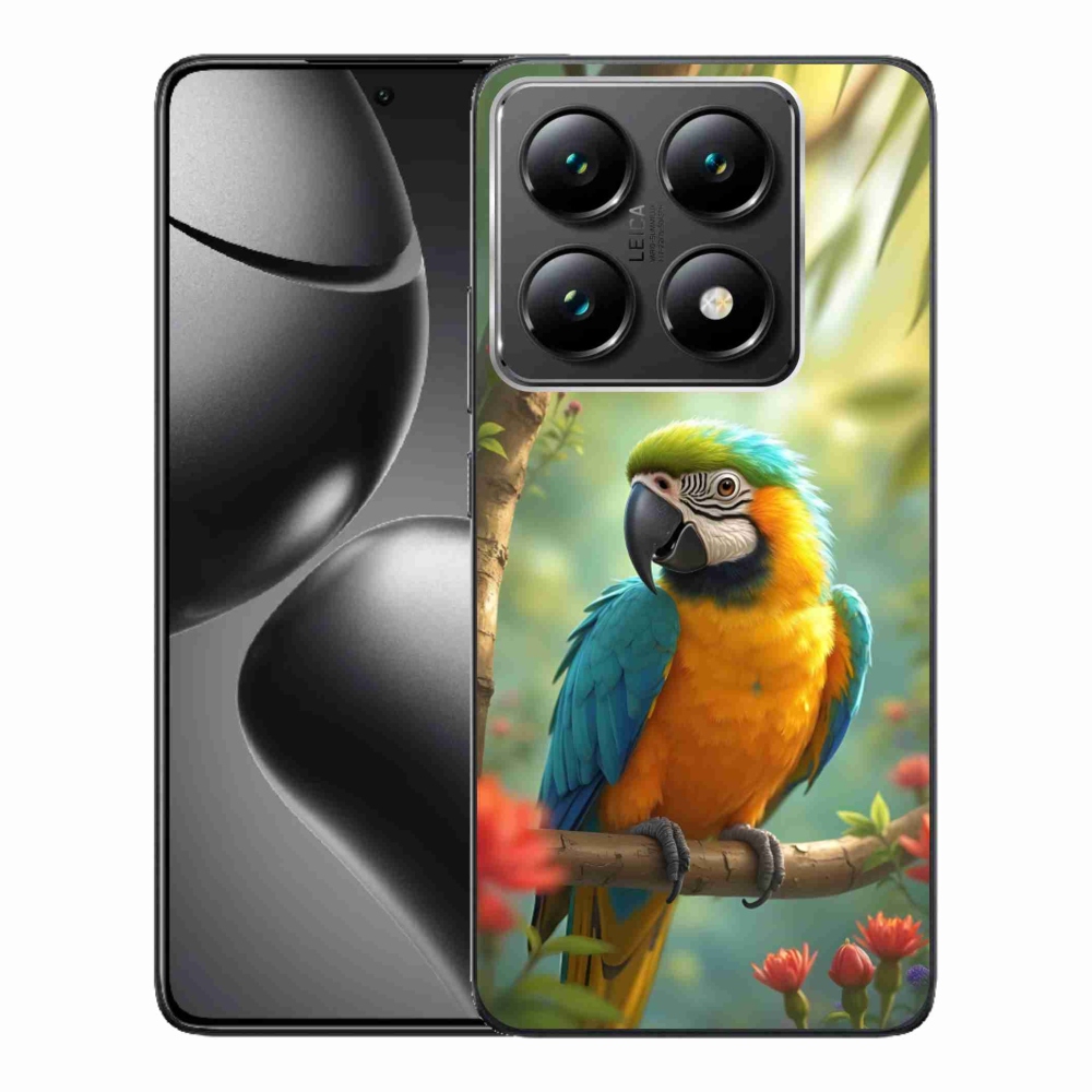 Gél borítás mmCase a Xiaomi 14T Pro-hoz - papagáj ara kék és sárga