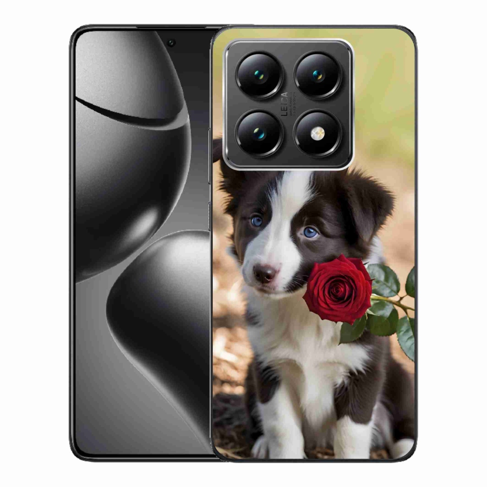 Gél borító mmCase a Xiaomi 14T-hez - aranyos border collie rózsával