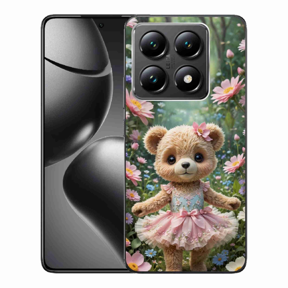 Gél borító mmCase a Xiaomi 14T-hez - aranyos mackó virágokkal