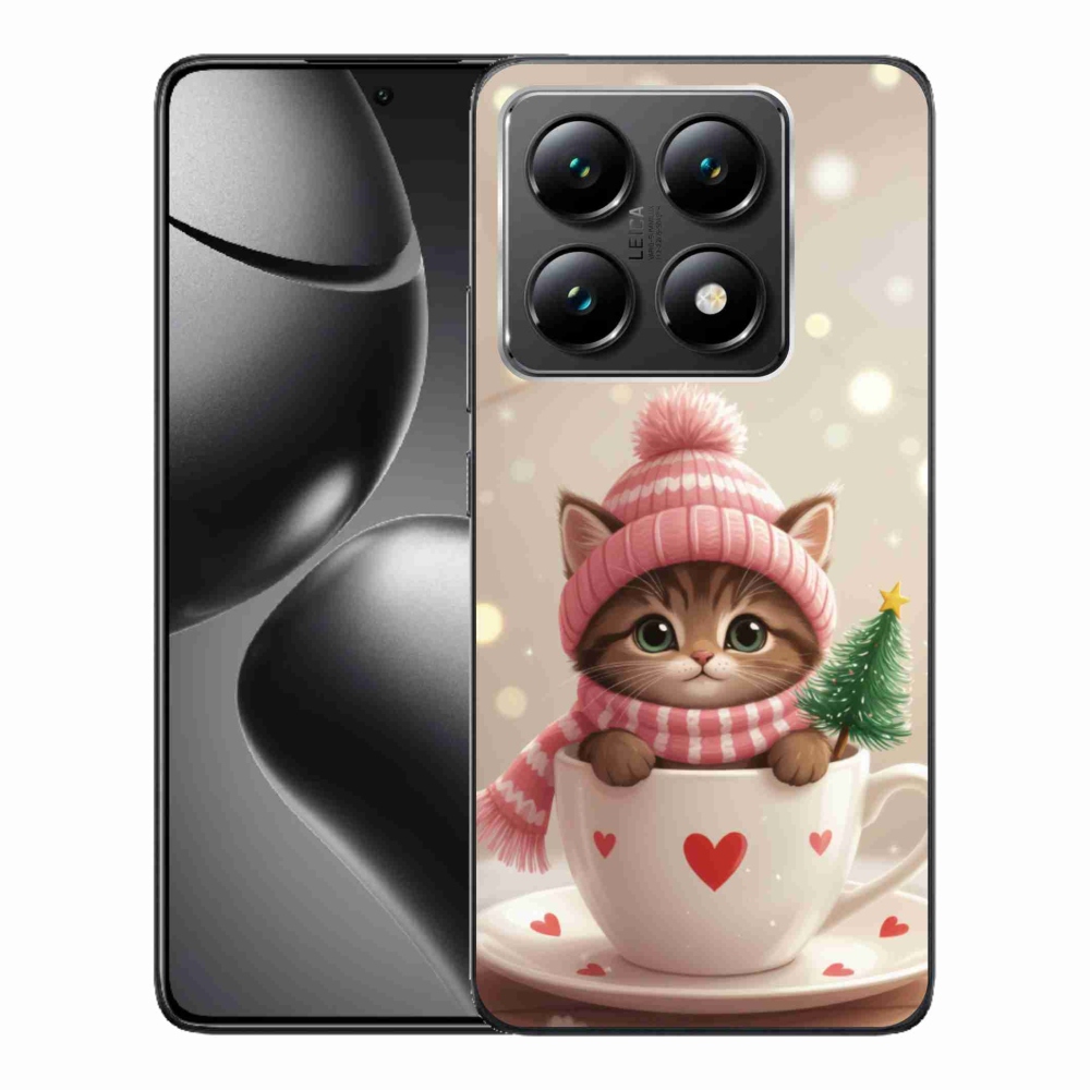 Gél borítás mmCase a Xiaomi 14T-hez - Karácsonyi cica a csészében