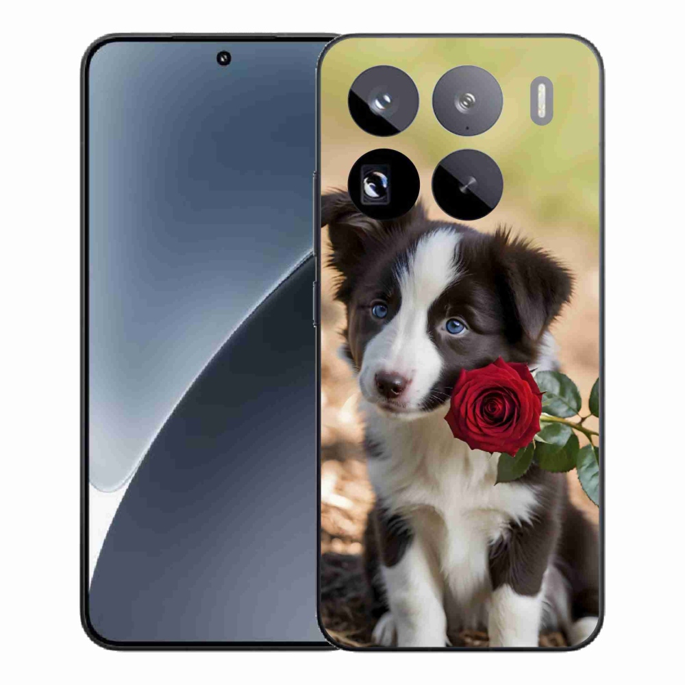Gél borítás mmCase a Xiaomi 15 Pro-hoz - aranyos border collie rózsával