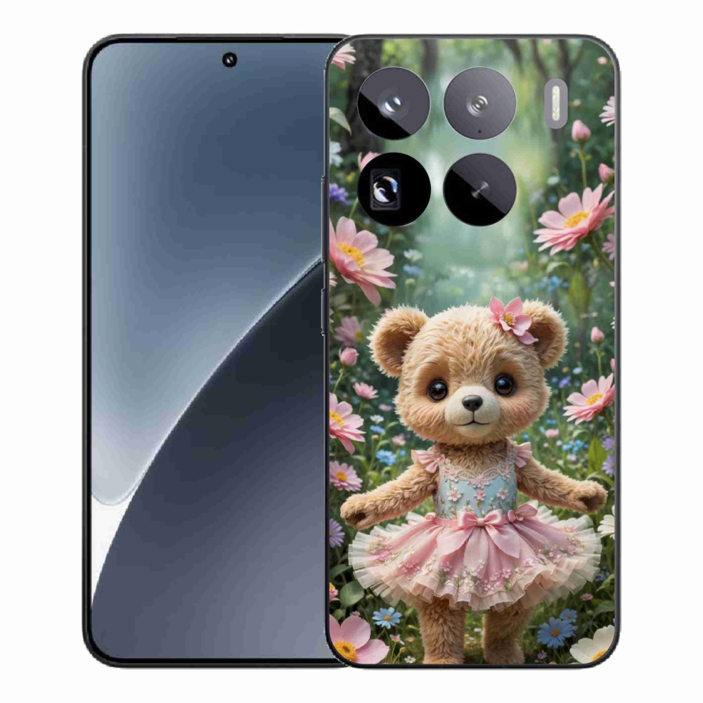 Gél borítás mmCase a Xiaomi 15 Pro-hoz - aranyos mackó virágokkal