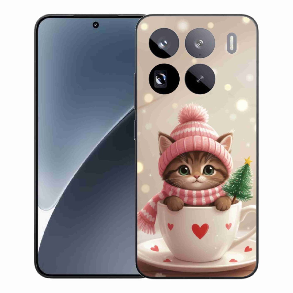 Gél borítás mmCase a Xiaomi 15 Pro-hoz - Karácsonyi cica egy csészében