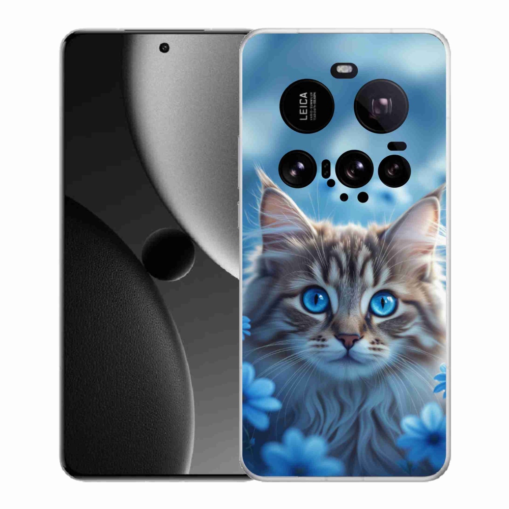 Gél borító mmCase a Xiaomi 15 Ultra - cica kék virágokkal