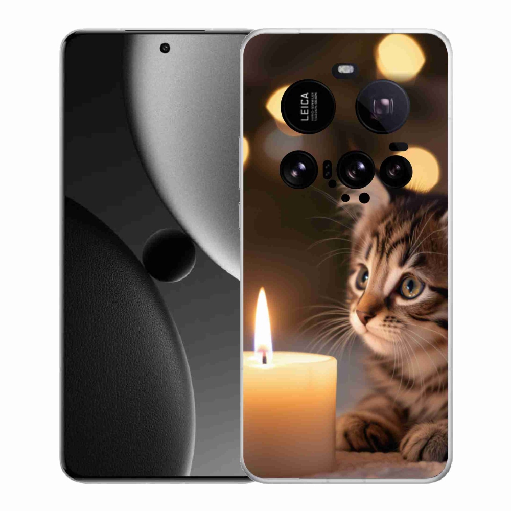 Gél borító mmCase a Xiaomi 15 Ultra számára - cica és gyertya