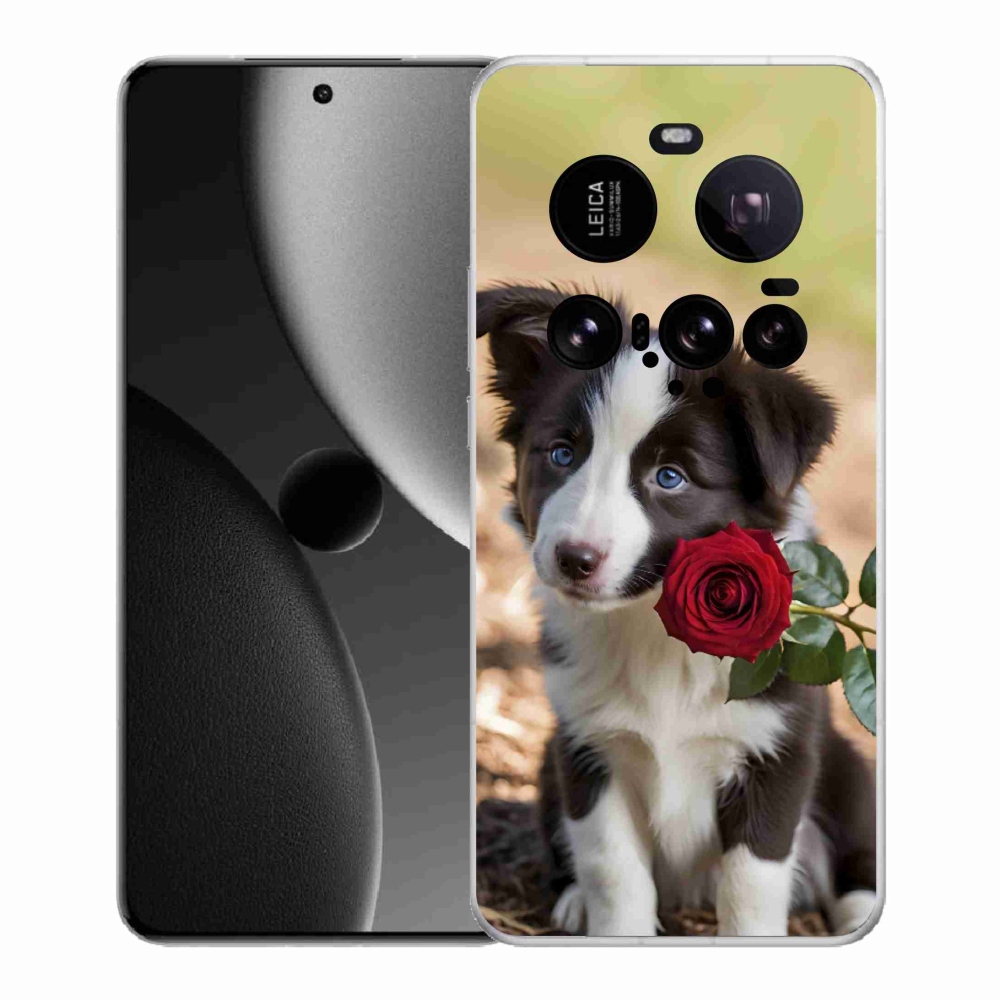 Gél borító mmCase a Xiaomi 15 Ultra számára - aranyos border collie rózsával
