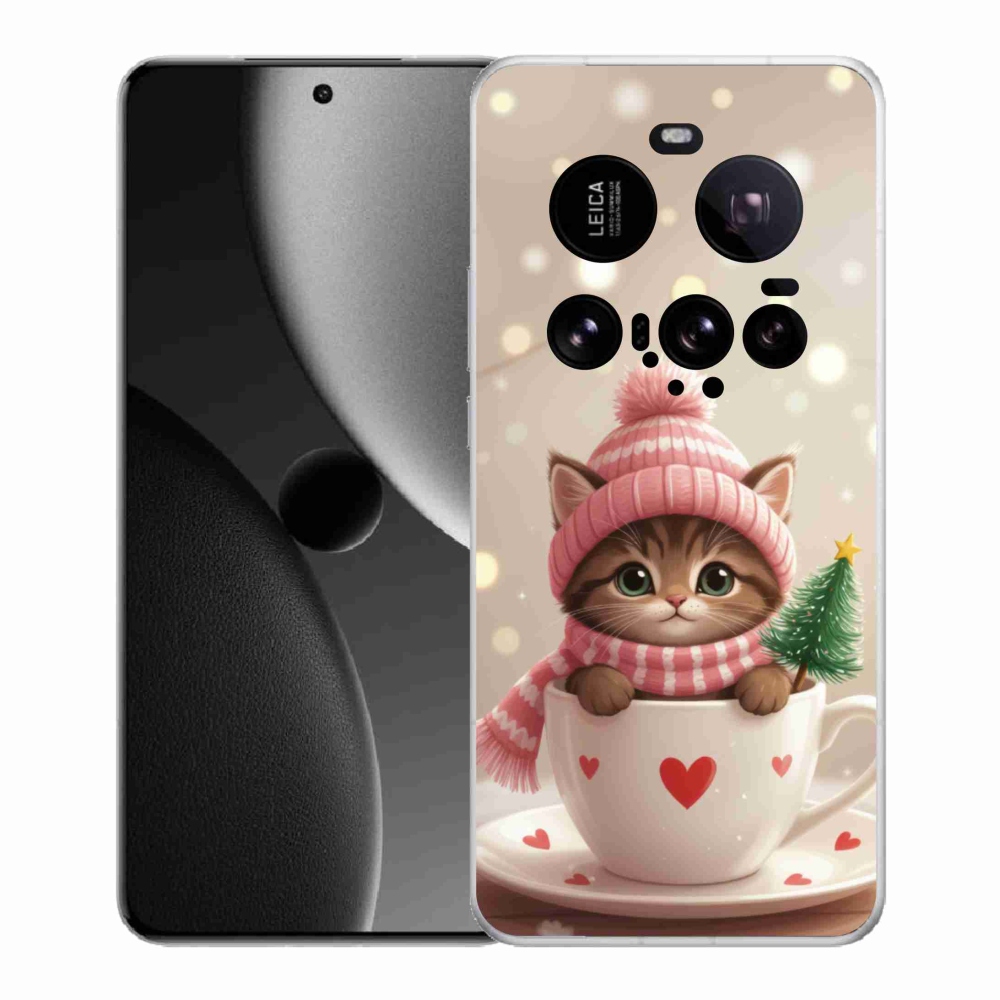Gél borítás mmCase a Xiaomi 15 Ultra számára - Karácsonyi cica egy csészében