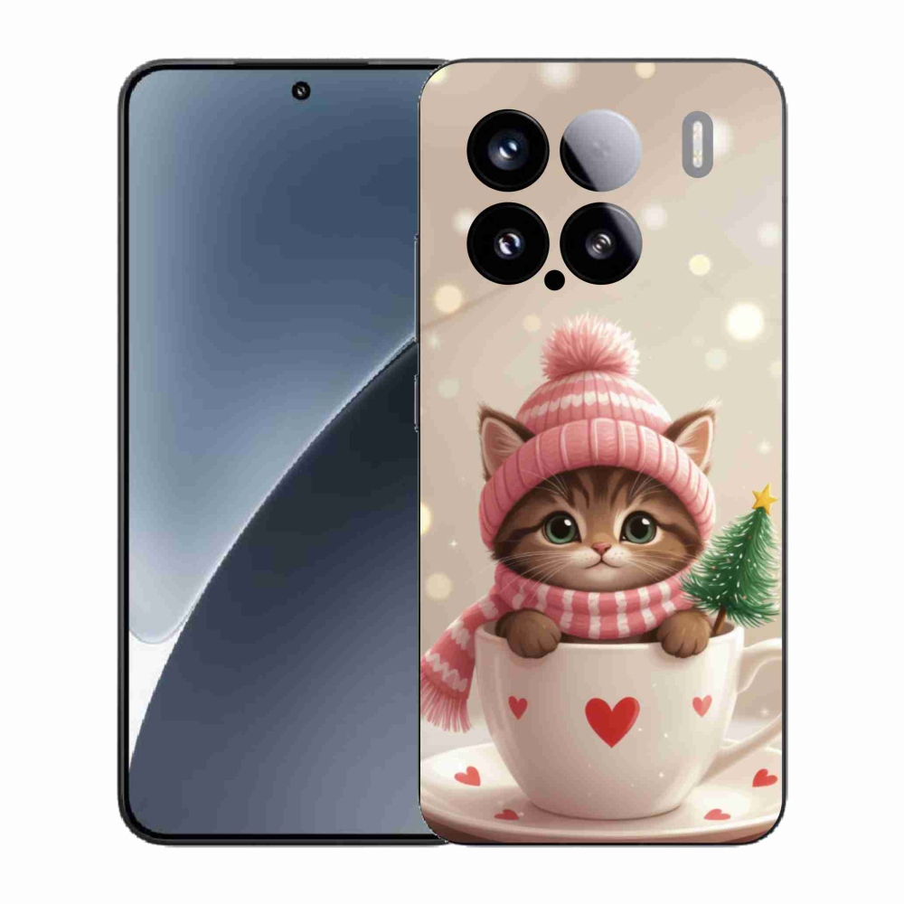 Gél borító mmCase a Xiaomi 15-öshöz - Karácsonyi cica a csészében