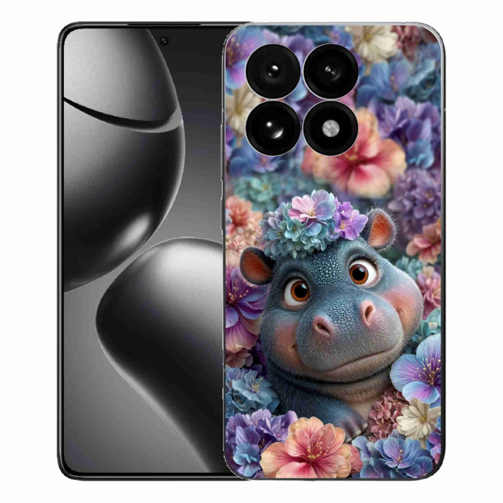 Gél borító mmCase a Xiaomi 15T-hez - víziló virágokban