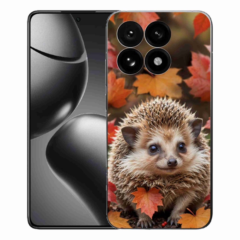 Gél borító mmCase a Xiaomi 15T-hez - sündisznó a levelekben