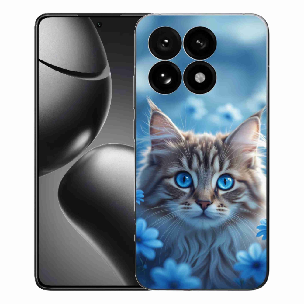 Gél borítás mmCase a Xiaomi 15T-hez - kék virágos cica