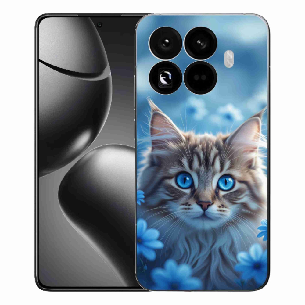 Gél borítás mmCase a Xiaomi 15T Pro számára - kék virágos cica
