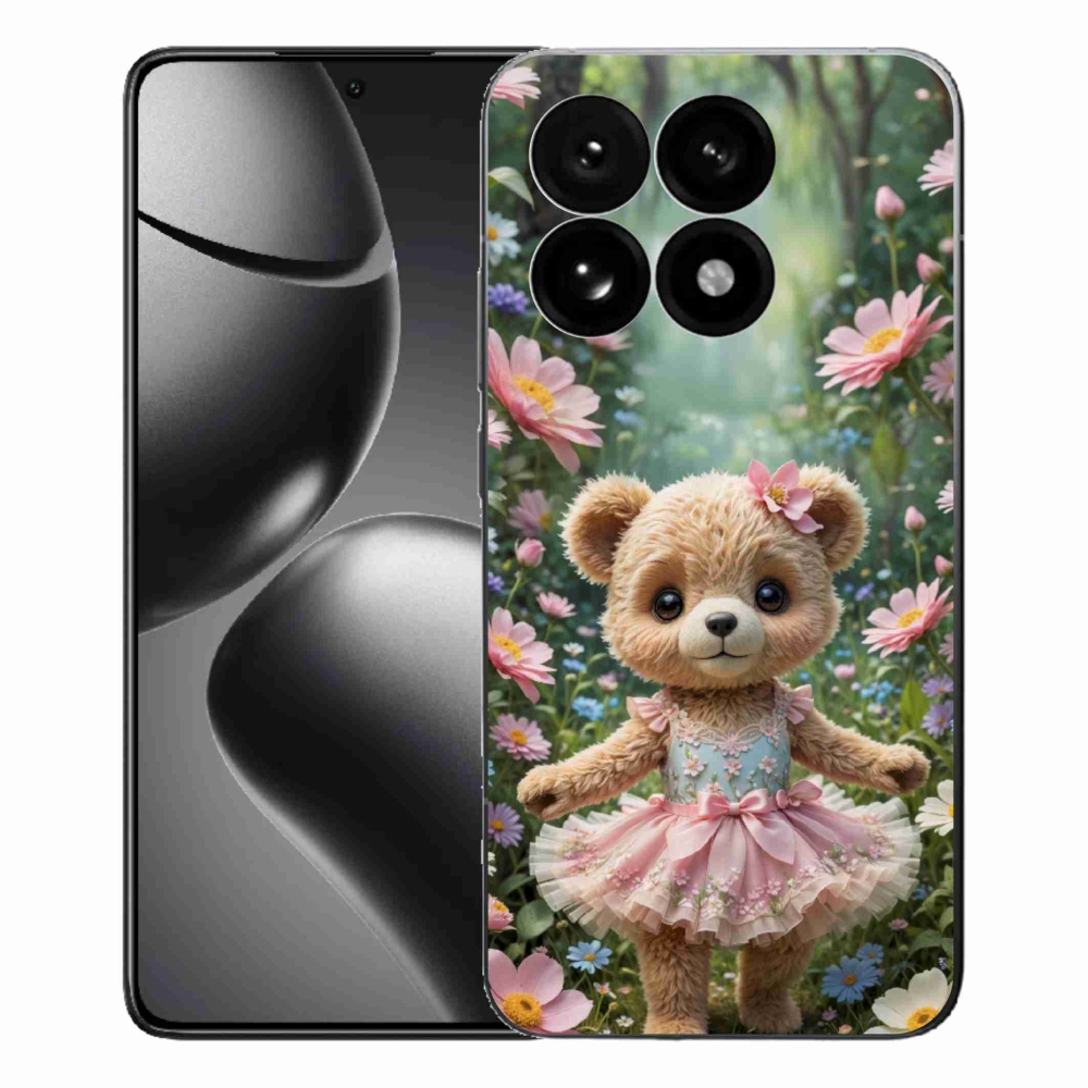 Gél borító mmCase a Xiaomi 15T-hez - aranyos mackó virágokkal