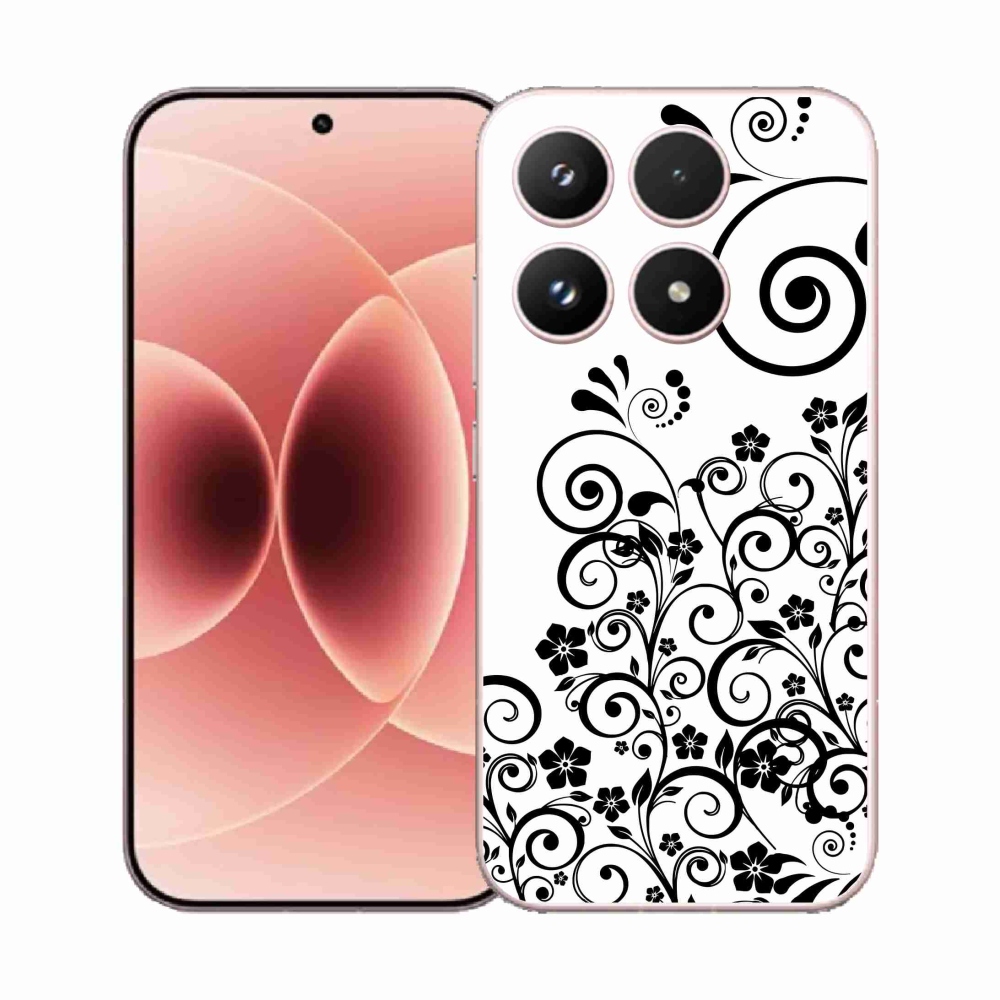 Gél borító mmCase a Xiaomi 17-hez - fekete és fehér virágminták