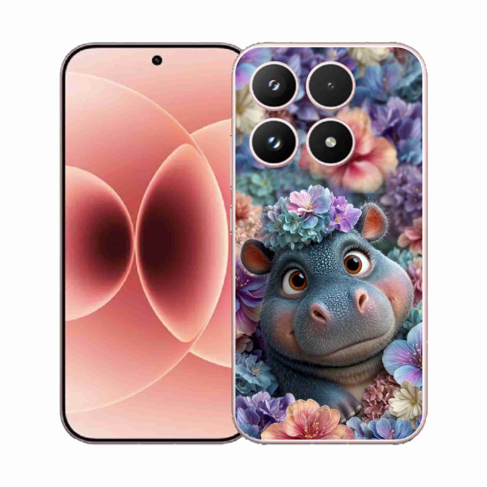 Gél borító mmCase a Xiaomi 17-hez - víziló virágokban