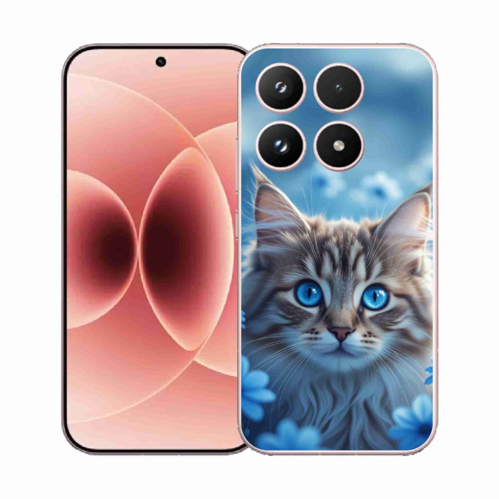 Gél borító mmCase a Xiaomi 17-hez - kék virágos kiscica