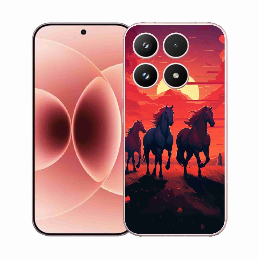Gél borító mmCase a Xiaomi 17 - lovak és naplemente számára