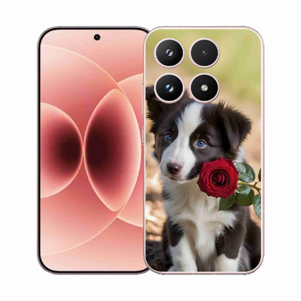 Gél borító mmCase a Xiaomi 17-hez - aranyos border collie rózsával