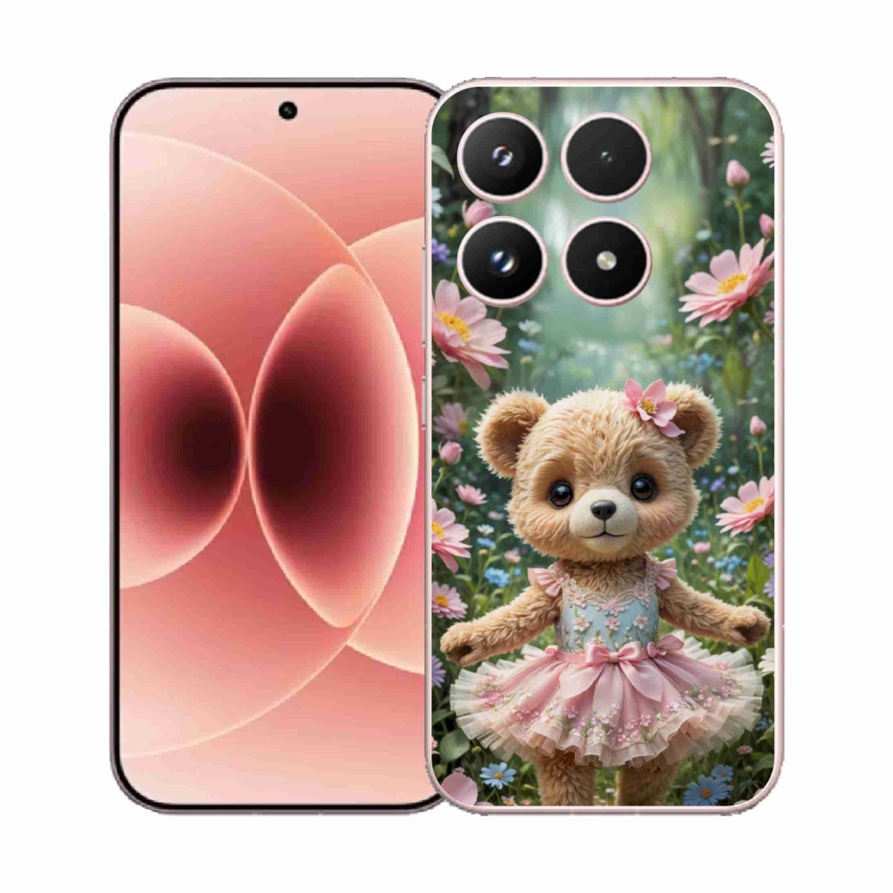 Gél borítás mmCase a Xiaomi 17-hez - aranyos mackó virágokkal