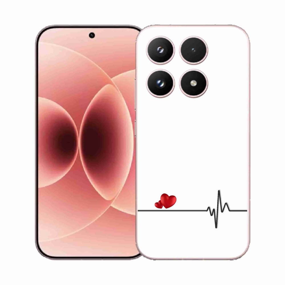 Gél borító mmCase a Xiaomi 17-hez - szív és szívverés fehér háttérrel