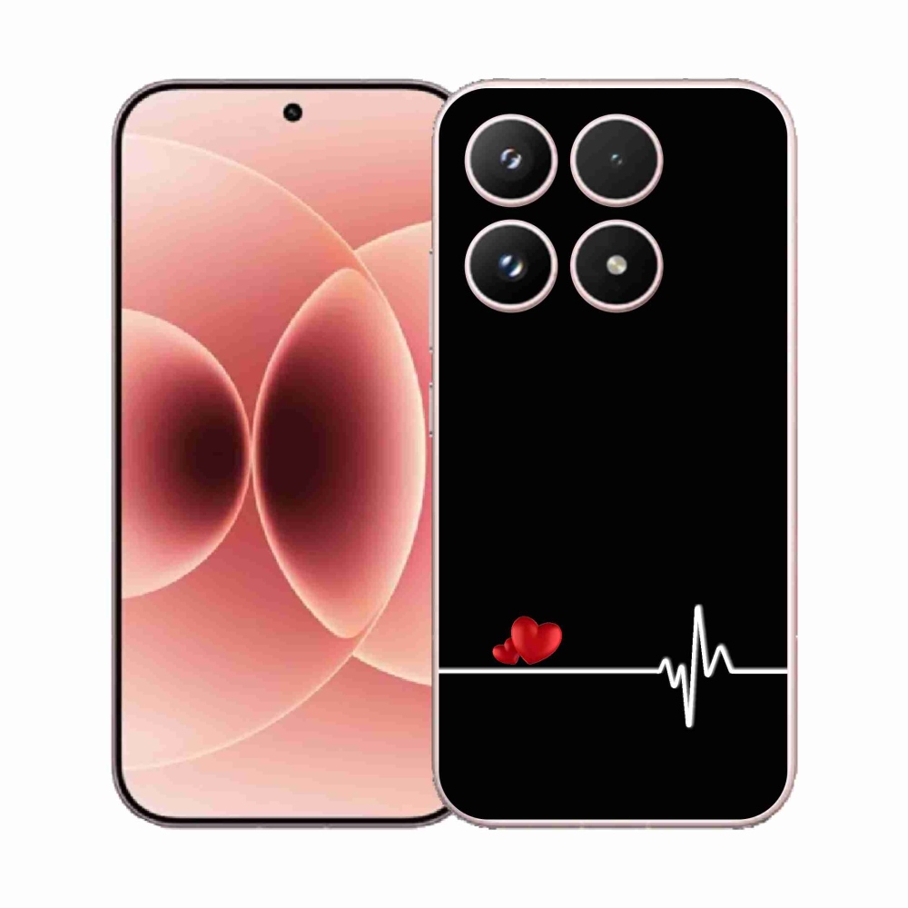 Gél borító mmCase a Xiaomi 17-hez - szív és szívverés fekete háttérrel