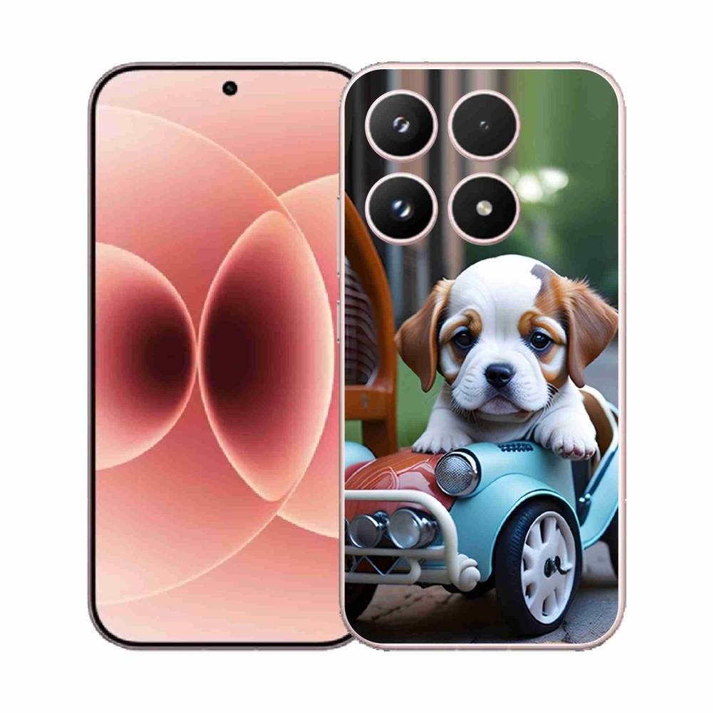 Gél borító mmCase a Xiaomi 17 - kiskutya retro autóban