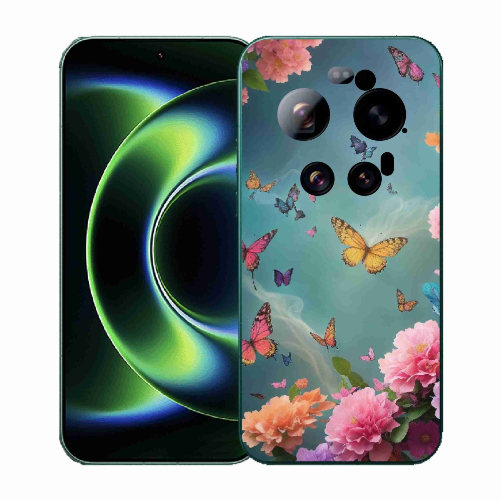 Gél borító mmCase a Xiaomi 17 Ultra számára - színes virágok és pillangók