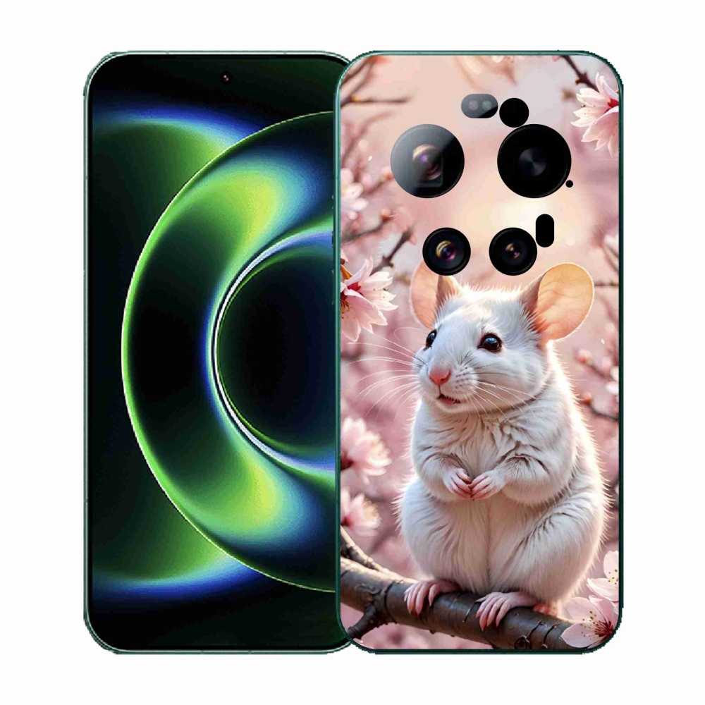 Gél borító mmCase a Xiaomi 17 Ultra - fehér egér az ágon