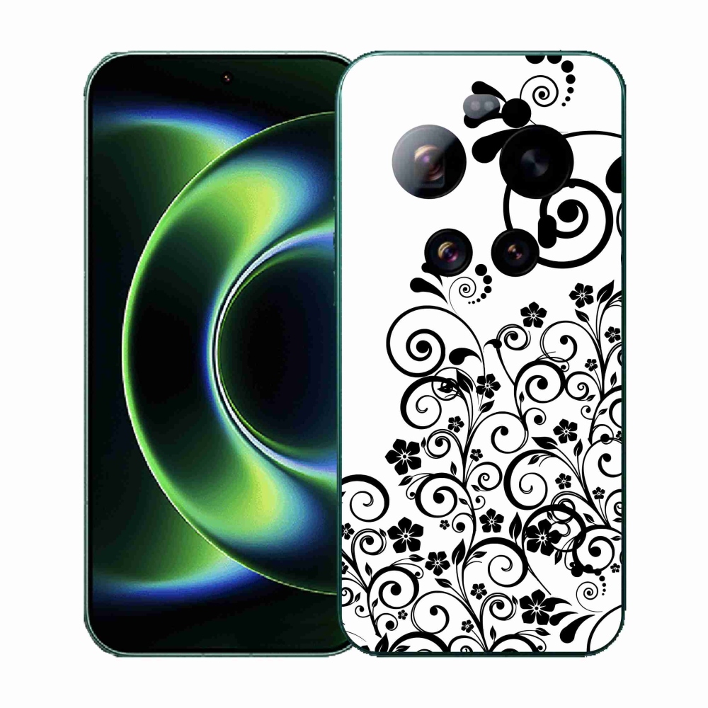 Gél borítás mmCase a Xiaomi 17 Ultra számára - fekete-fehér virágminták