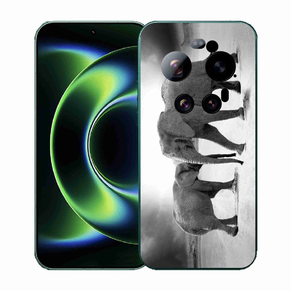 Gél borítás mmCase a Xiaomi 17 Ultra számára - fekete és fehér elefántok