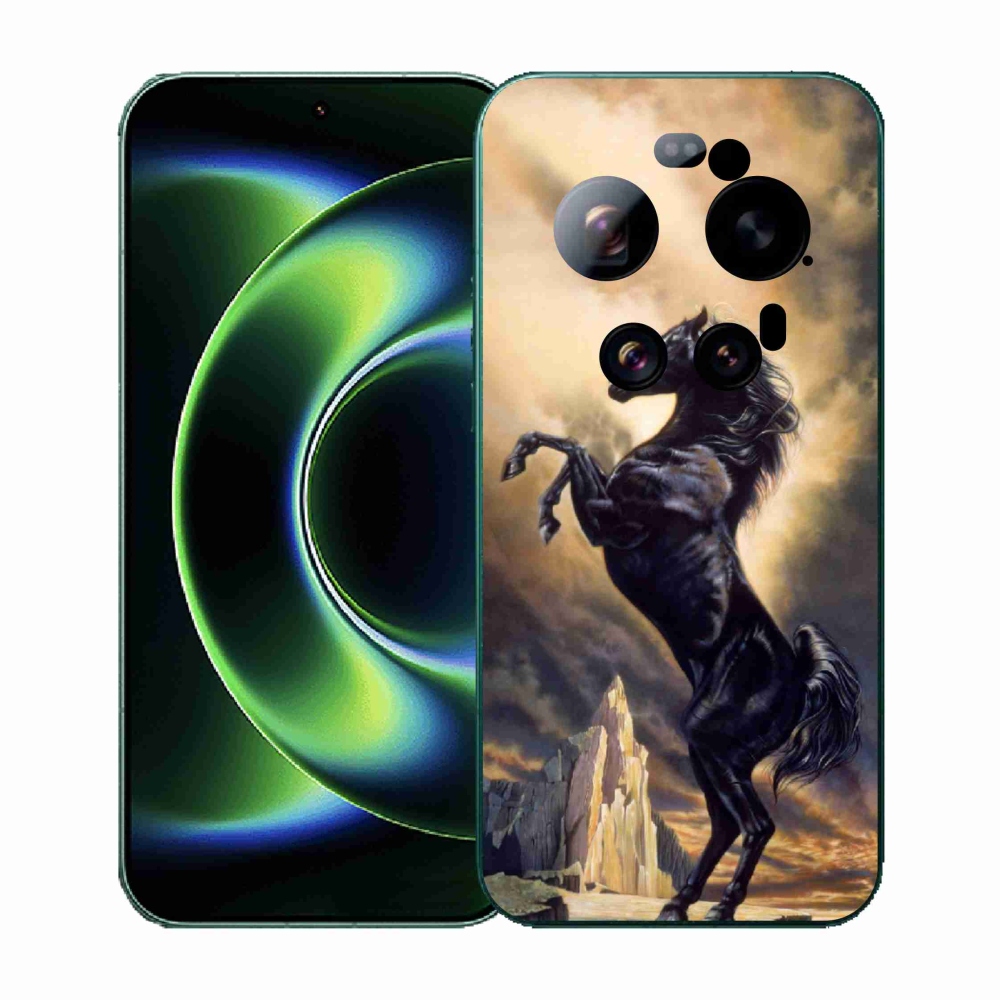 Gél borítás mmCase a Xiaomi 17 Ultra számára - fekete rajzfilm ló