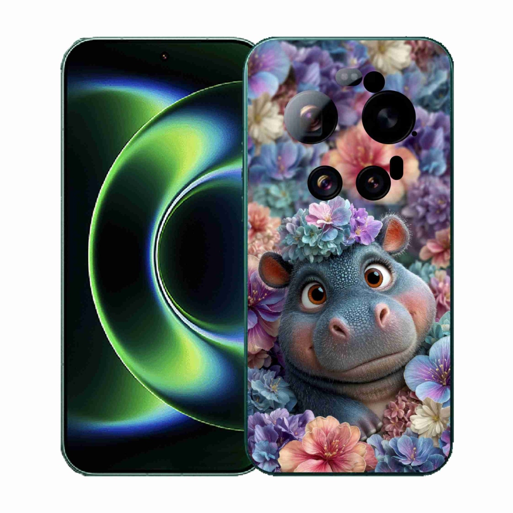 Gél borító mmCase a Xiaomi 17 Ultra számára - víziló virágokban