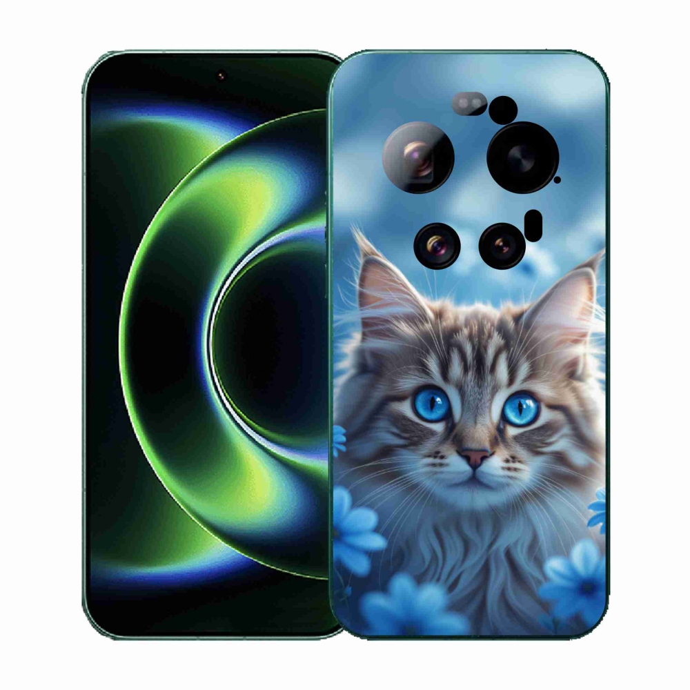 Gél borító mmCase a Xiaomi 17 Ultra - cica kék virágokkal