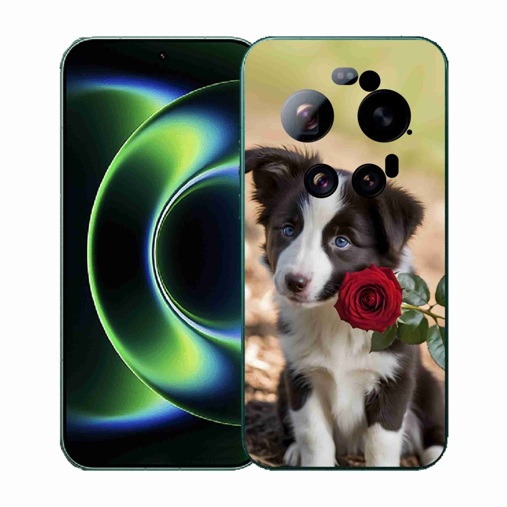 Gél borító mmCase a Xiaomi 17 Ultra számára - aranyos border collie rózsával