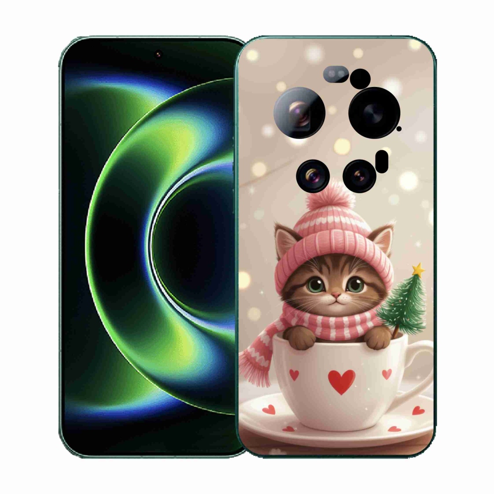 Gél borítás mmCase a Xiaomi 17 Ultra számára - Karácsonyi cica a csészében