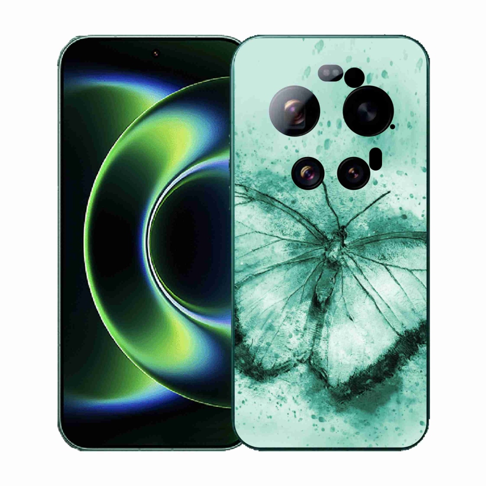 Gél borítás mmCase a Xiaomi 17 Ultra számára - zöld pillangó