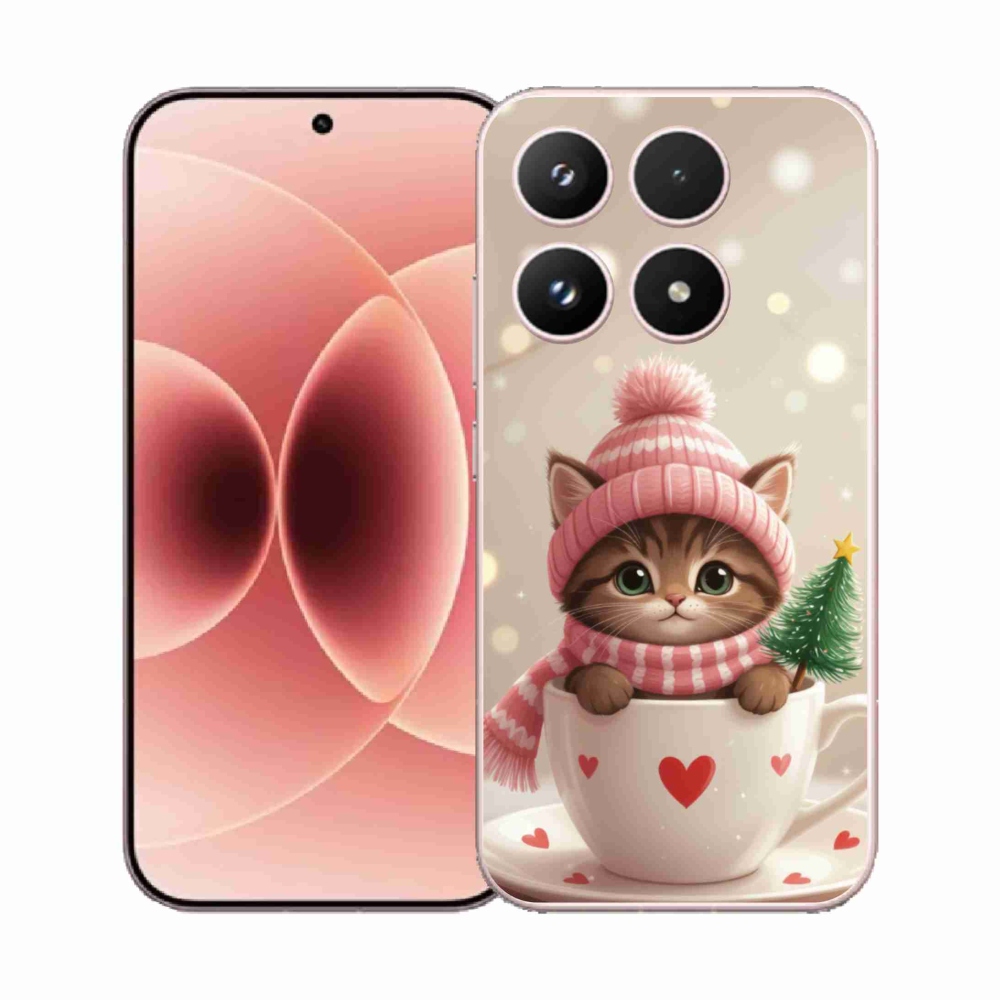 Gél borító mmCase a Xiaomi 17-hez - Karácsonyi cica egy csészében