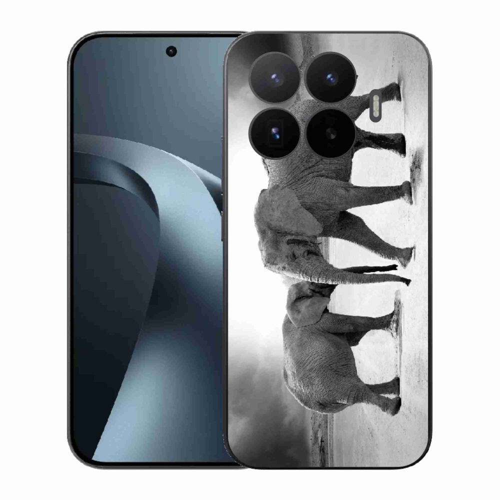 Gél borítás mmCase a Xiaomi 17T-hez - fekete és fehér elefántok