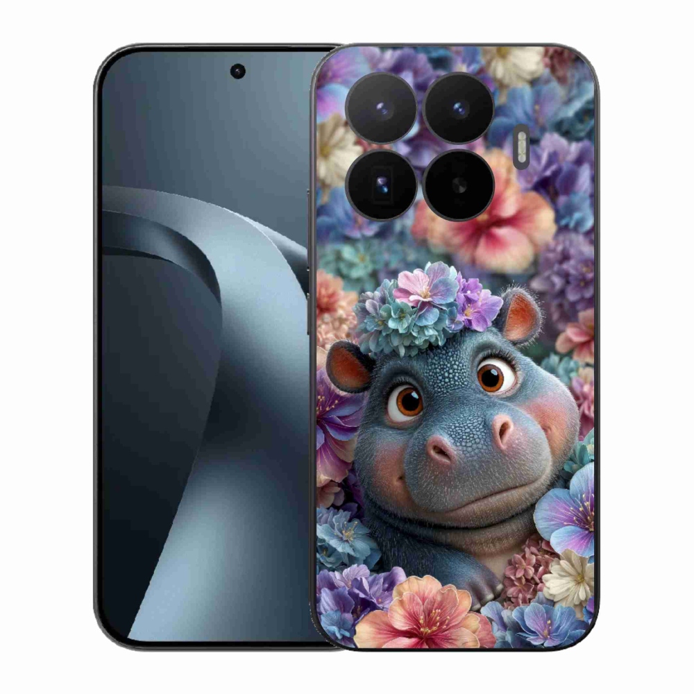 Gél borító mmCase a Xiaomi 17T-hez - víziló virágokban