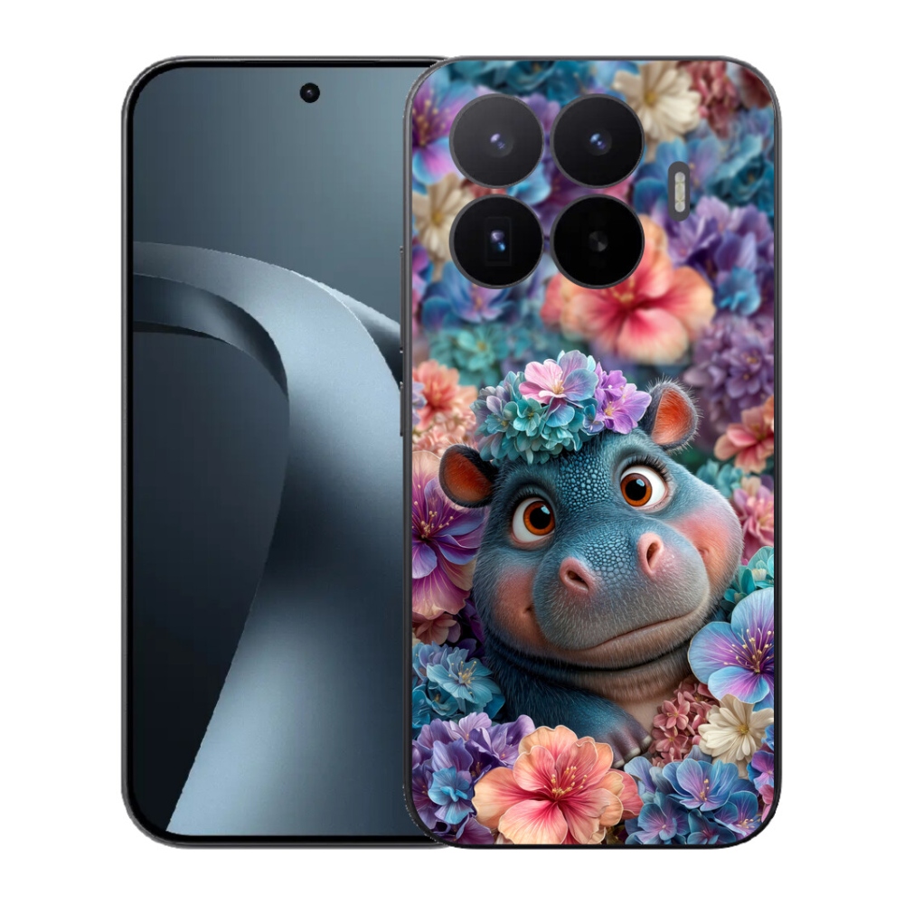 Gél borító mmCase a Xiaomi 17T-hez - víziló virágokban