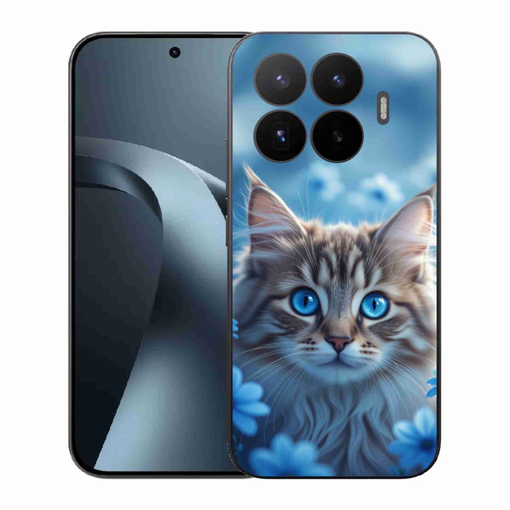 Gél borító mmCase a Xiaomi 17T-hez - cica kék virágokkal